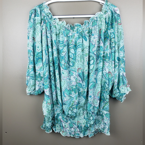 Soft Surroundings Womens Sheer Top Size 1X Floral 100% Polyester - Picture 7 of 7
